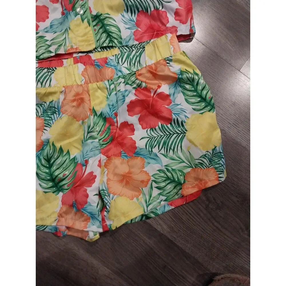 Girls Art Class Hawaiian Sleepwear Size 8 Top Size 10/12 Short Set NWOT